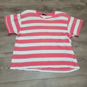 Vintage BDP Shirt Women Small Pink Striped Classiccore Short Sleeve Casual Tee